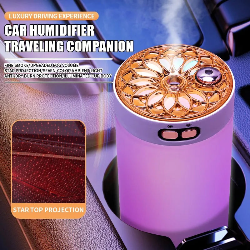 Wireless Car Air Humidifier Starry Sky Projector Lamp Portable Humidifier