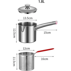 Deep Fryer Pot,Small Fryer Pot,Multipurpose Stainless Steel Baskets, Wear-Resistant Pan,Deep Fryer, Cooking Pot for Home