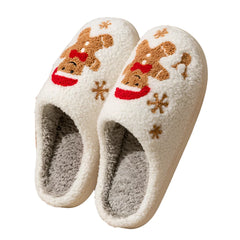 Women Christmas Gingerbread Man Cute Winter Warm Slippers