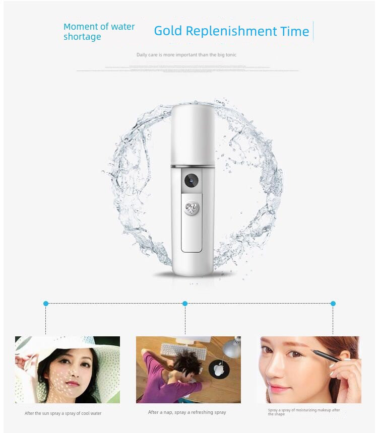 Moisturizing Spray Instrument Facial Vaporizer Nano Cold Spray Small Portable Replenishing Device