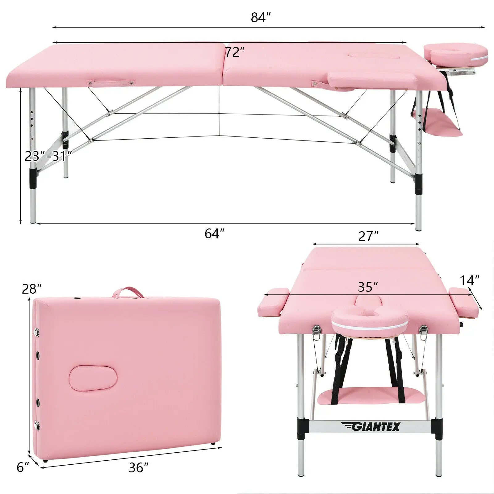 Portable Massage Table Adjustable Salon Spa Bed