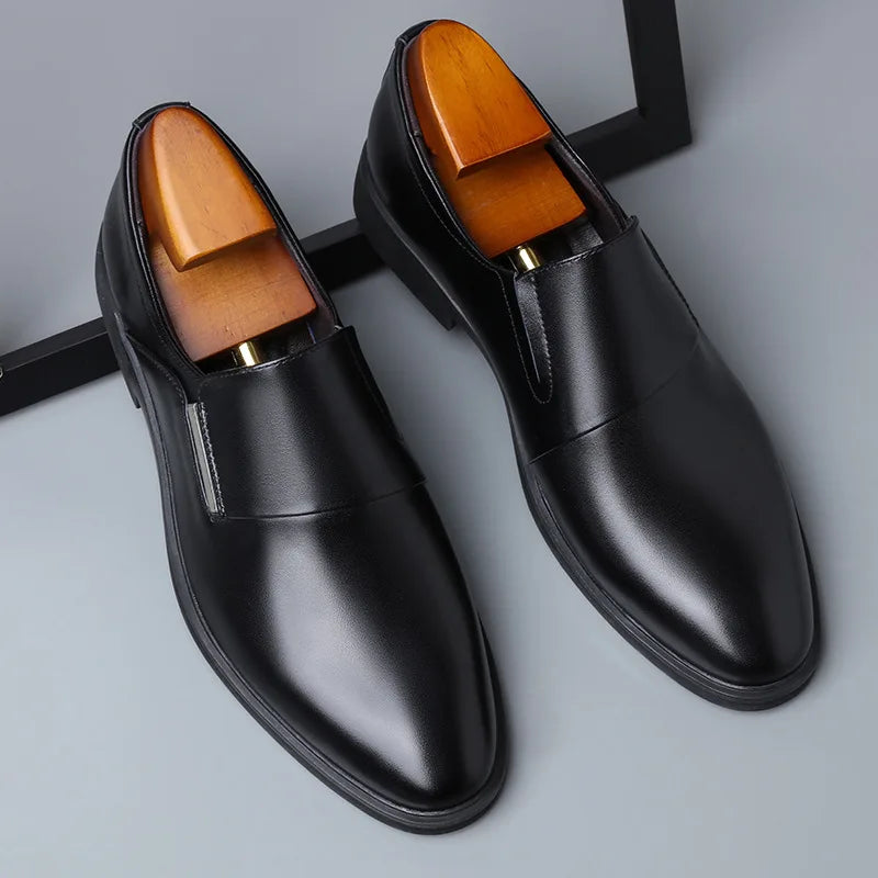 Men's Leather Shoe Fashion Dress Shoes Pointed Toe Split Casual Formal Loafers