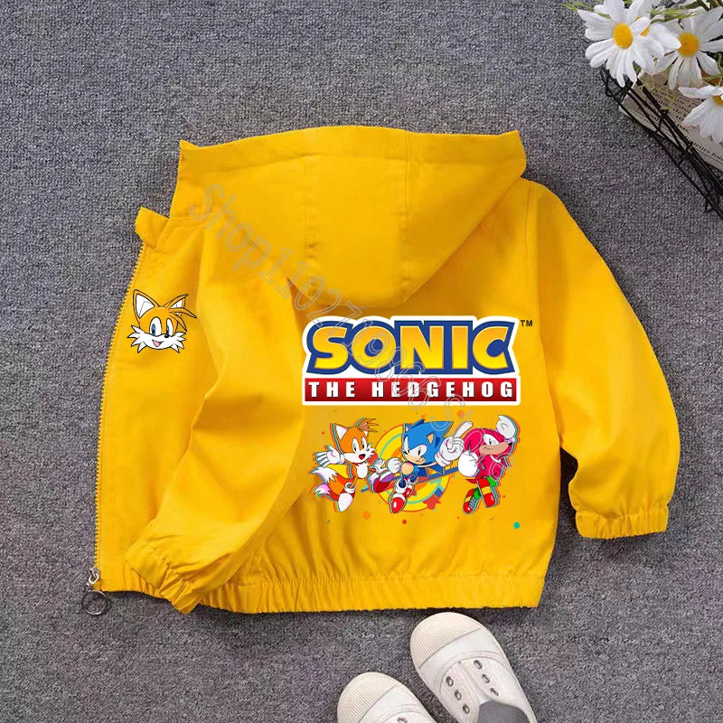 New Sonics Child Spring and Autumn Jacket Boys Girls Clothes Comfortable Cartoon Anime Graphic Print Coats Birthday Party Gifts