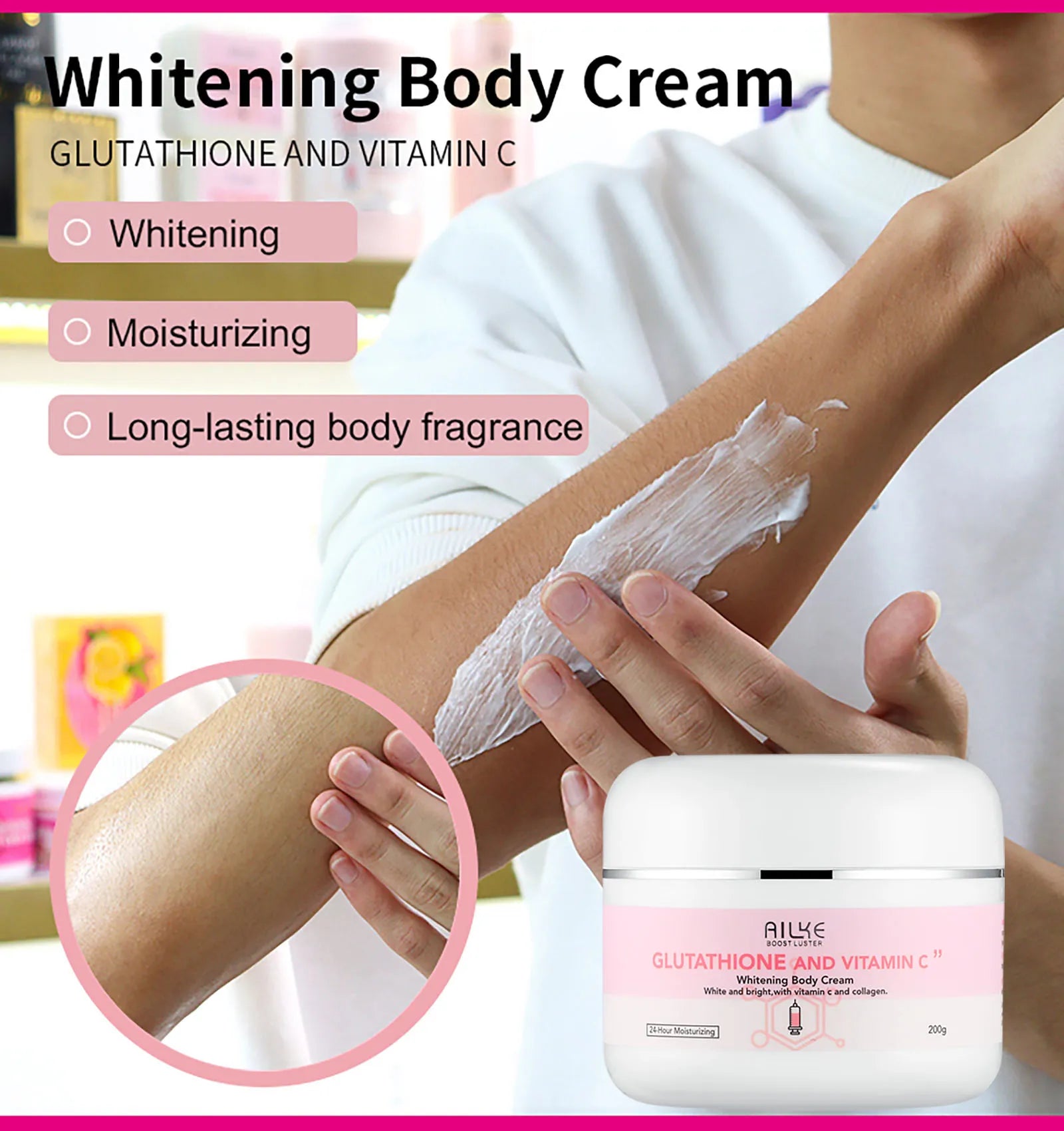 Whitening Facial Skin Care Lotion Moisturizing Cream Body Shea Butter Glutathion Vitamin C For Women Black Skin Face Set