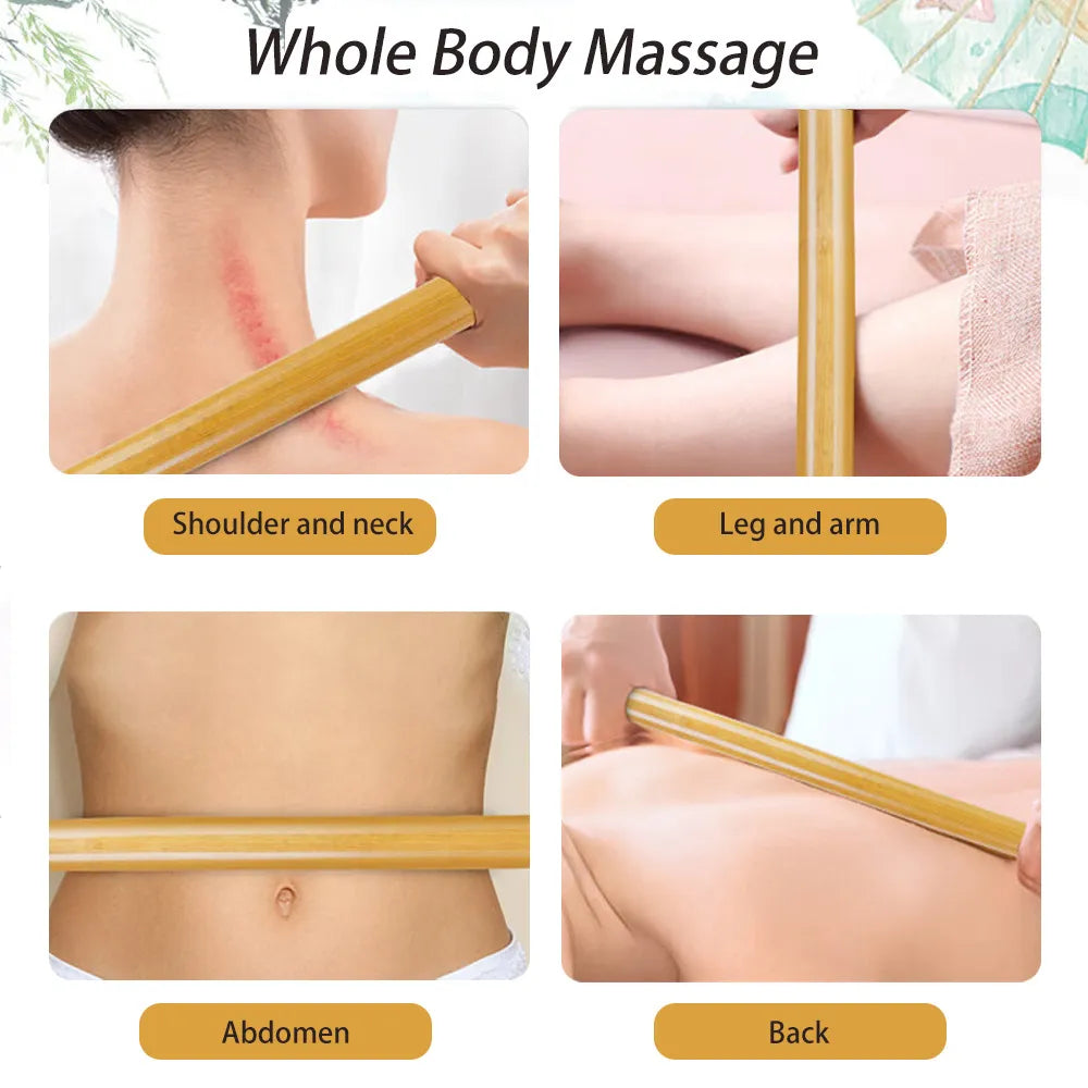 Natural Bamboo Massage Sticks Wood Therapy