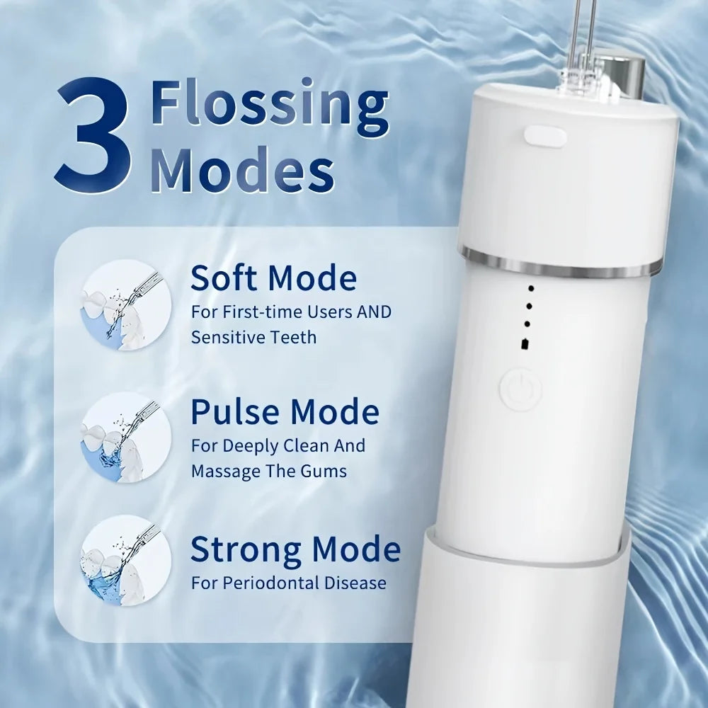 Electric Water Flosser Mini Oral Irrigator USB Rechargeable Portable Dental Water Jet 200ml Water Tank Teeth Power Cleaner