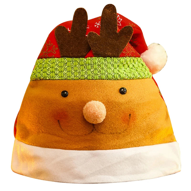 Christmas Hat New Year Cap Cute Cartoon Snowman ElK Hats For Children Adult Xmas Gift Decoration Performance Hats