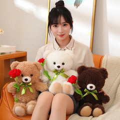 Soft Plushie Bow Bear Doll Toys for Kids Girls Birthday Valentine Gift
