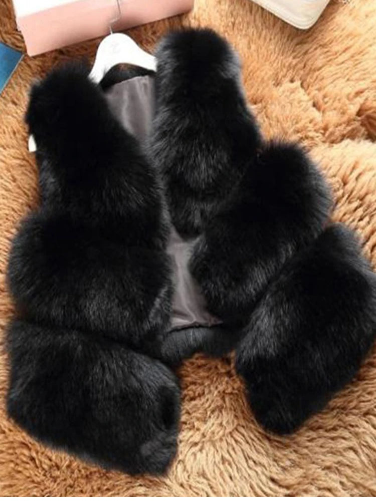 V-Neck Short Fur Coat