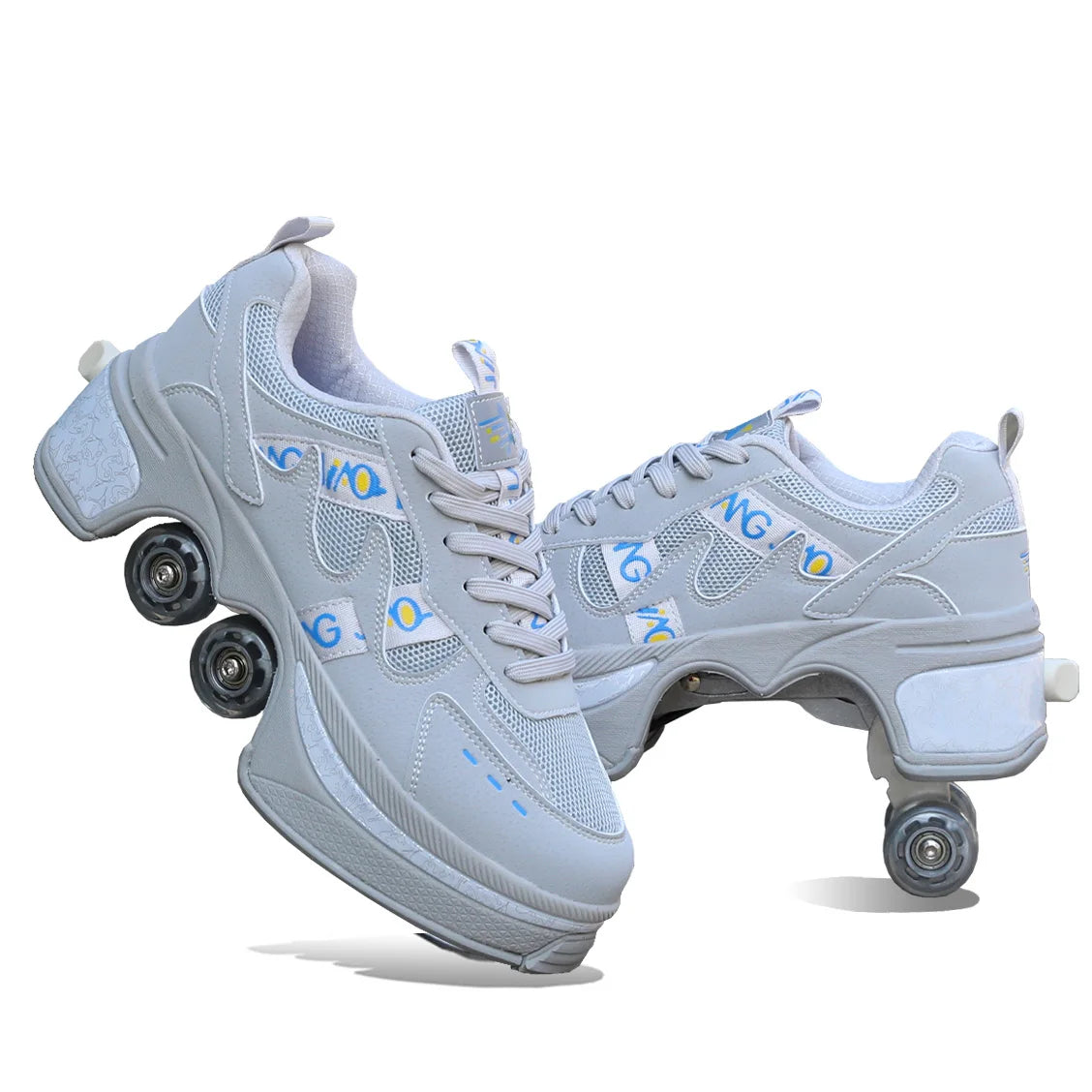 Casual Sneakers Walk Roller Skates Deform Runaway Four Wheel Skates for Adult Men Women Unisex Child Deform Wheel Parkour Shoes