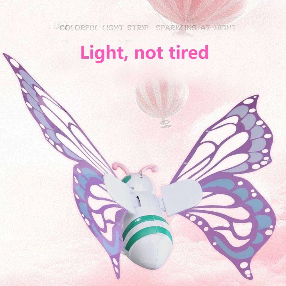 Electric Butterfly Wings Moving Elf Wing with Light Fairy Wings for Kids Birthday Christmas Cosplay Dress Up Angel Girls Toy