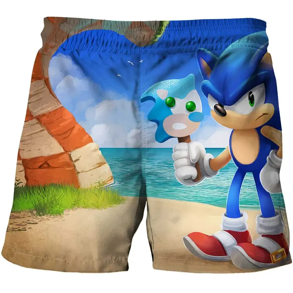 Beach pants for children 4-14Y Sonic The Hedgehog shorts pants Girls Boys Harajuku pants For Kids 3D Cartoon Print