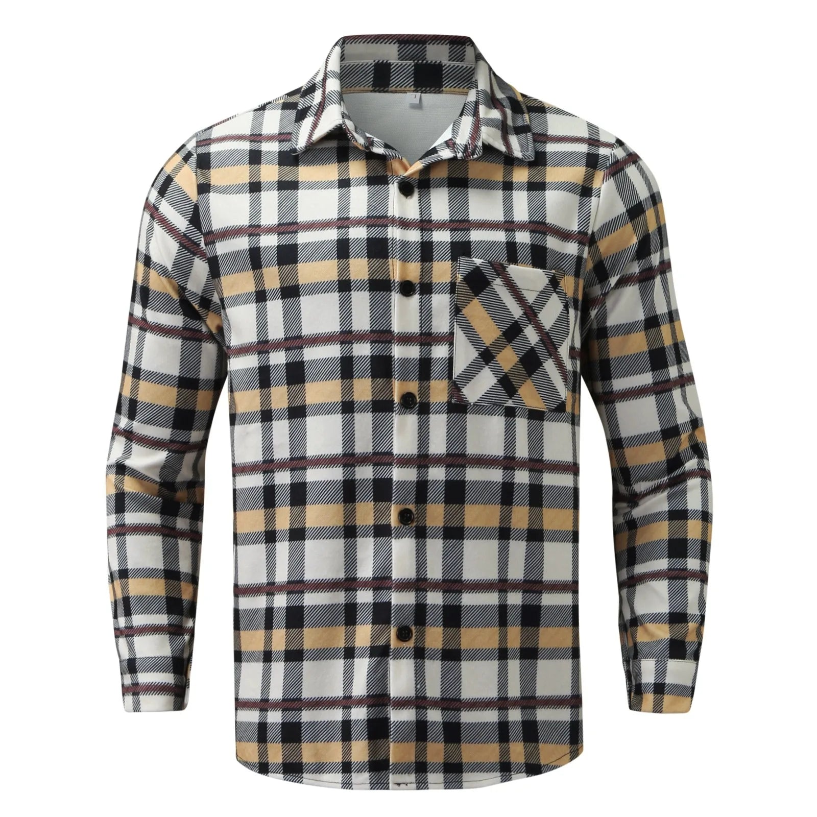 Men Plaid Shirt Flannel Long Sleeve Checked Shirts Street Pocket Loose European American Style Male Casual Soft Male Shirt Tops