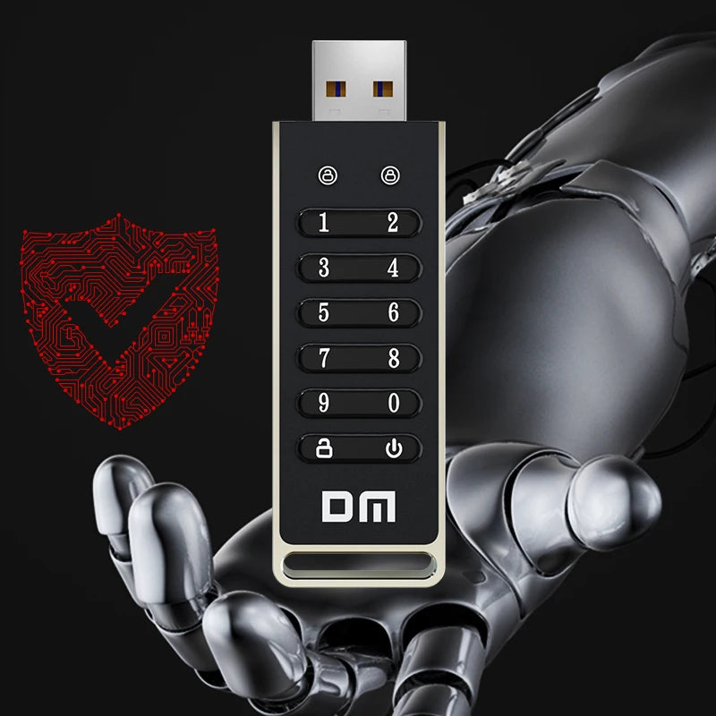 DM FD063 256-bit Encrypted USB Drive Password Secure Flash Drive USB3.2 U Disk Support Reset/Wipe/Auto Lock Function