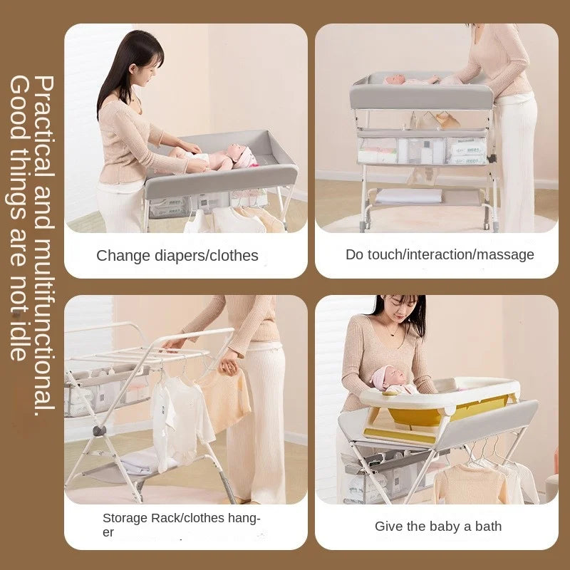 K-star Multi Functional Diaper Table Baby Care Table Foldable Portable Baby Bed Adjustable Height And Mobility For Changing 2024