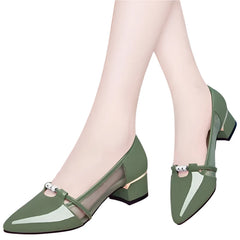 Green Slip on Heel Pumps for Party Ladies Casual Comfort Shoes