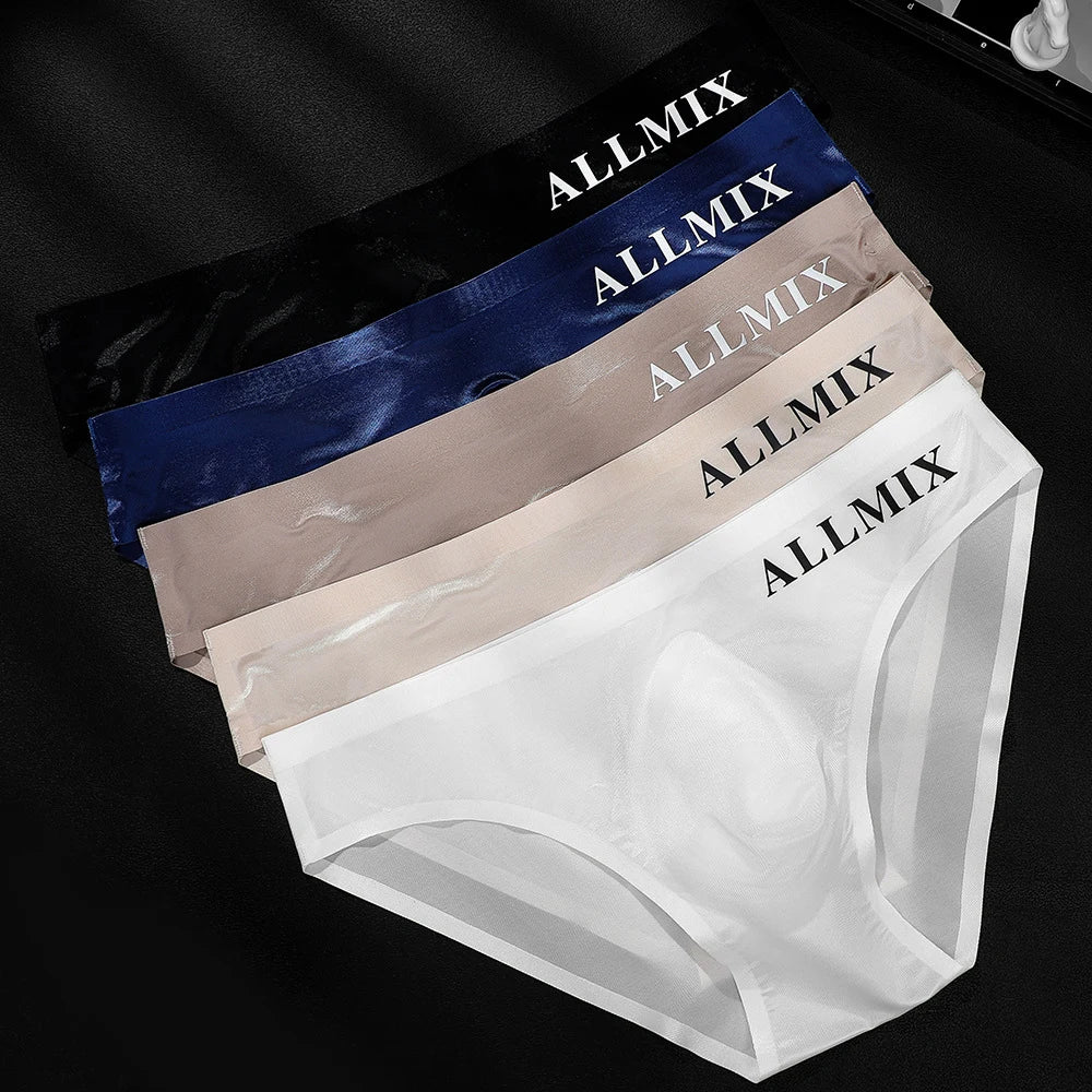 Men Briefs Ball Pouch Triangle Pants Ice Silk Low Waist Men's Panties