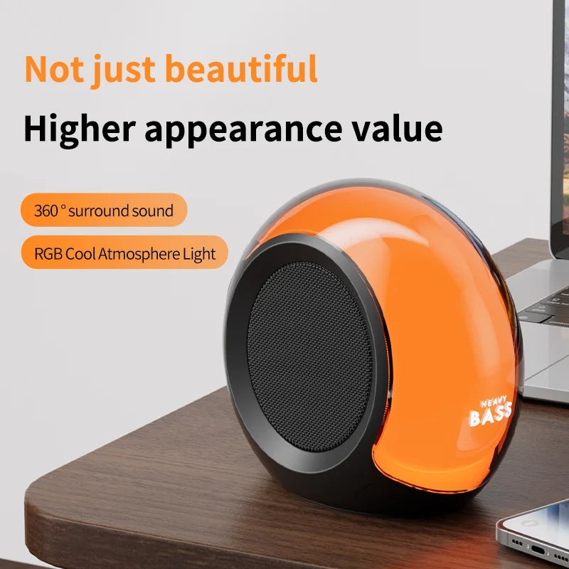 BASS-09 RGB Portable Outdoor Wireless Speaker Heavy Duty Subwoofer TWS Stereo Hi-Fi 1500mAH Battery TF Slot