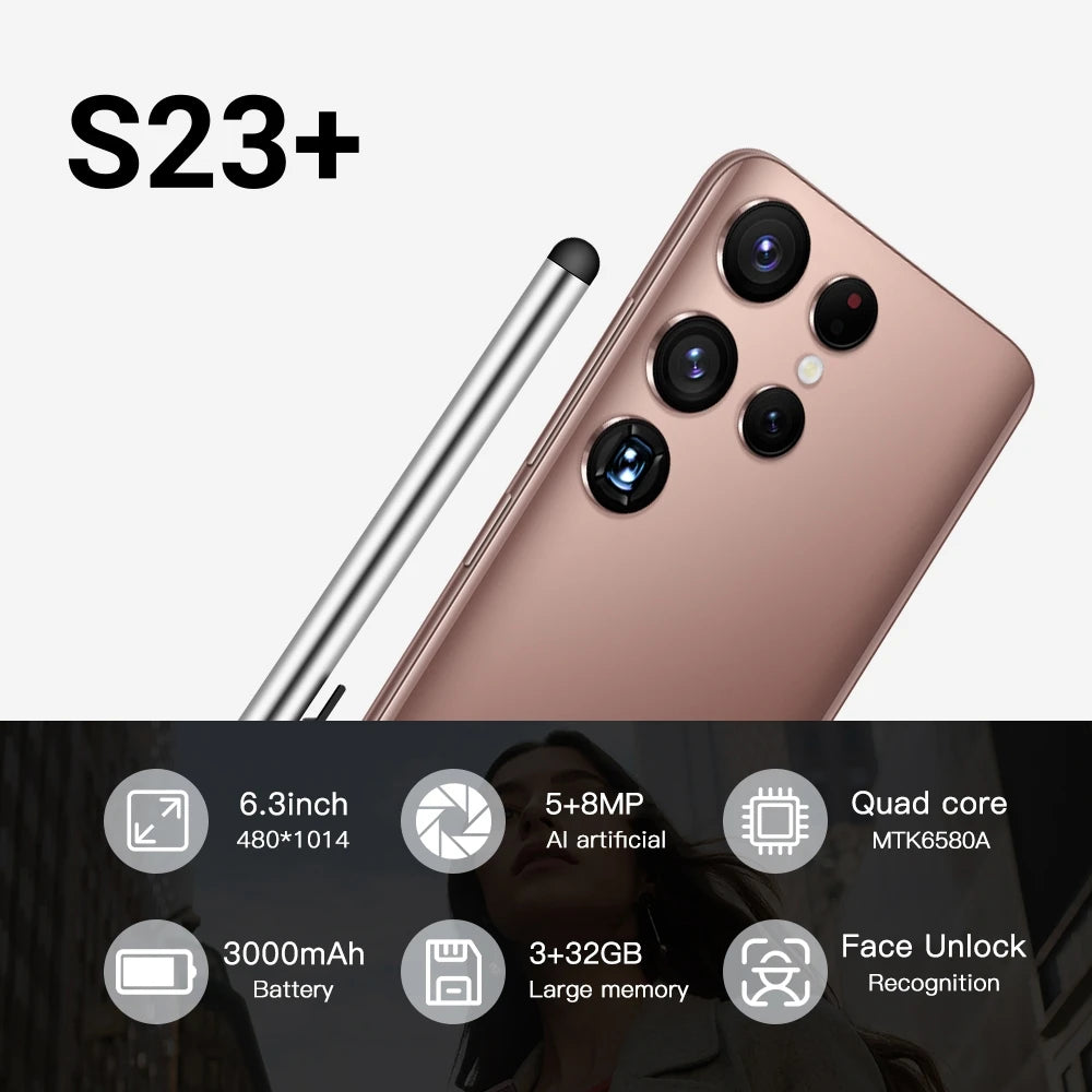 FUFFI S23+ Mobile phones 6.3 inch 3+32GB ROM 3000mAh Battery Smartphone Android 8.1 Google Play Store 5+8MP Original celular