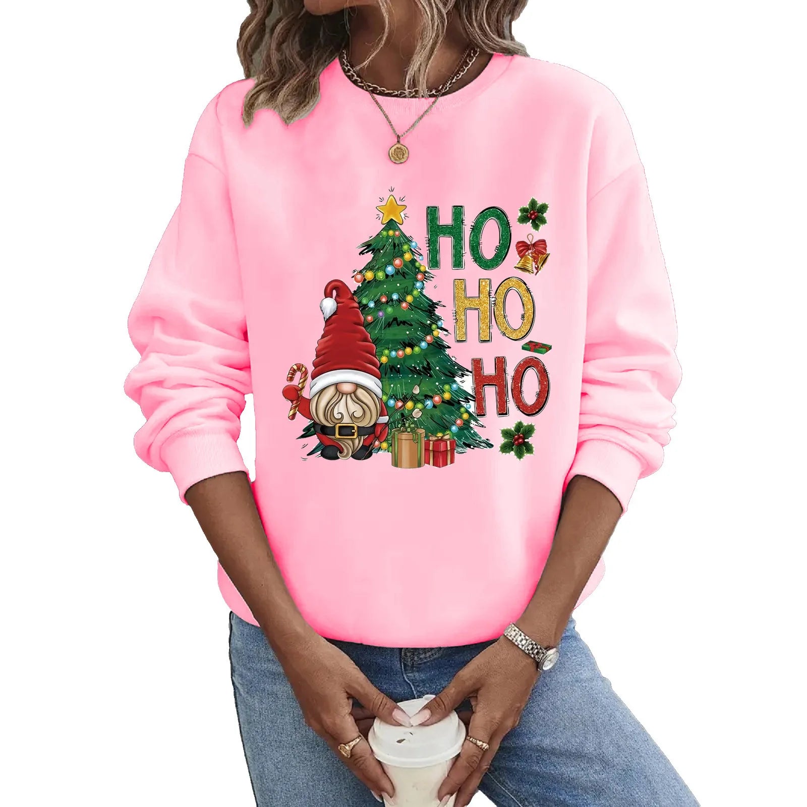 Crew-neck Hoodie Europe and The United States Christmas Long-sleeved Hot Casual Christmas Tree Printing Clothes Sweatshirt