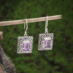 Retro Fashion Charm Purple Zircon Earrings Elegant Ear Accessories for Women