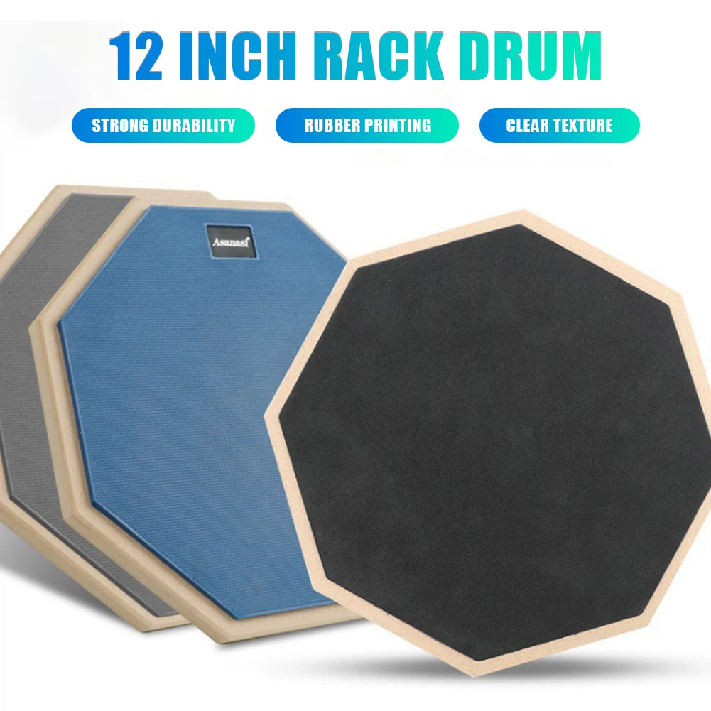 12Inch Practice Drum Pad Stand Set Adjustable Double Sided Drum Pad and Stand Set