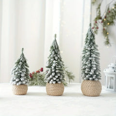 Mini Christmas Tree Artificial Small Snow Pine Xmas Tree Decorations New Year Party Ornaments