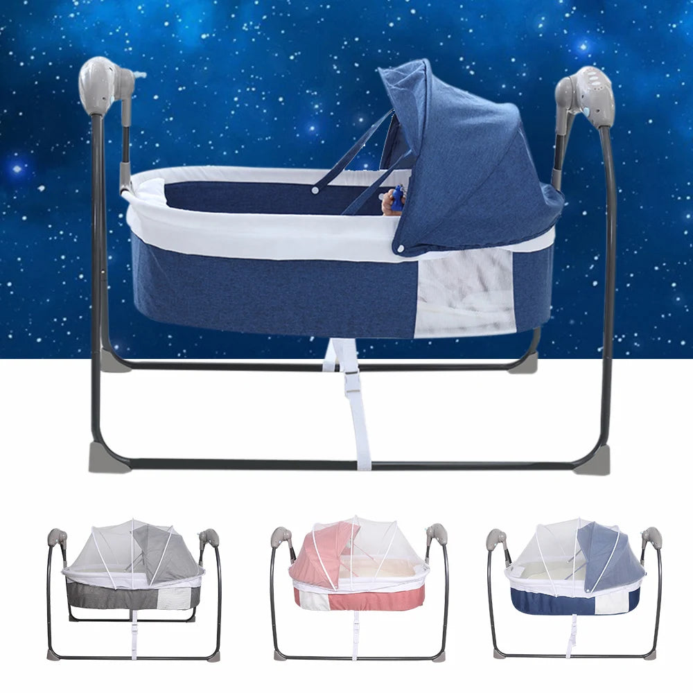 Baby Cot 3-Speed Auto Swing Electric Baby Swing Baby Bouncer Baby Lounger Cradle up to 18KG with Music