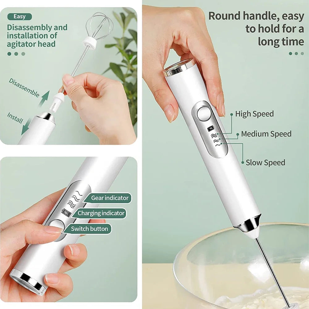 Electric Milk Frother Portable USB Egg Beater