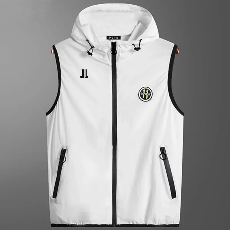 High quality Men's Golf wear jackets vest sleeveless hooded Golf Waistcoat Elastic fast dry sport tennis tops