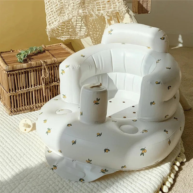 Baby Inflatable Sofa Children Puff Portable Bath Chairs PVC Multifunctional Seat Practice Sitting Bath Stool