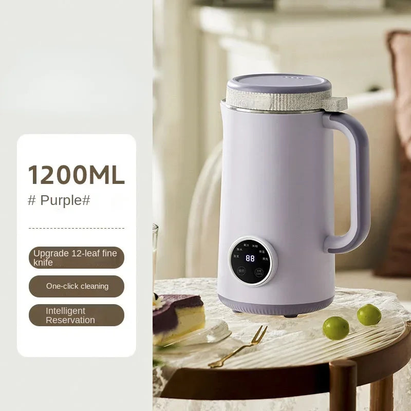 220V 1200ML Mini Soybean Milk Machine Automatic Heating Food Blender Intelligent Home-Use Wall Breaking Rice Paste Mixer