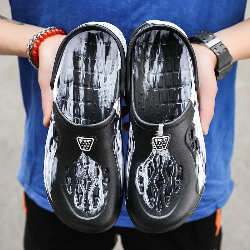 Men Summer Shoes Sandals Men's Holes Sandals Hollow Breathable Flip Flops Clogs Shoes