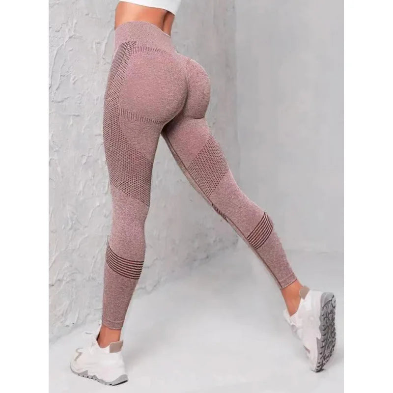 Breathable High-Waisted Yoga Solid Color Tummy Control Sportswear Comfortable Fitness Gym Tights Activewear