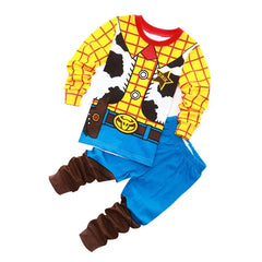 Children Halloween Anime Cartoon Woody And Buzz Lightyear Cosplay Costum Boy Girl Sweatshirt And Pants Baby Pajama Set 2-piece