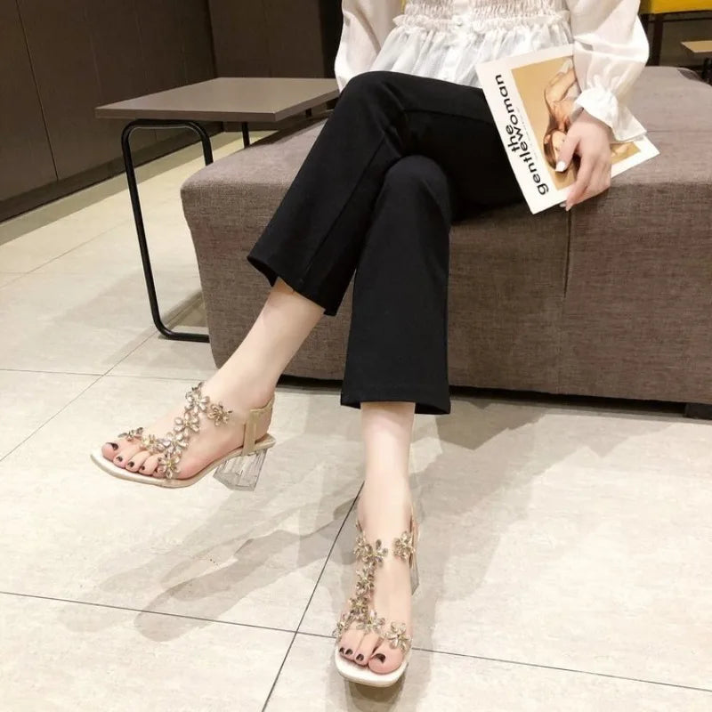 Summer Women Sandals Elastic Band Elegant Fashion Shoes Ladies