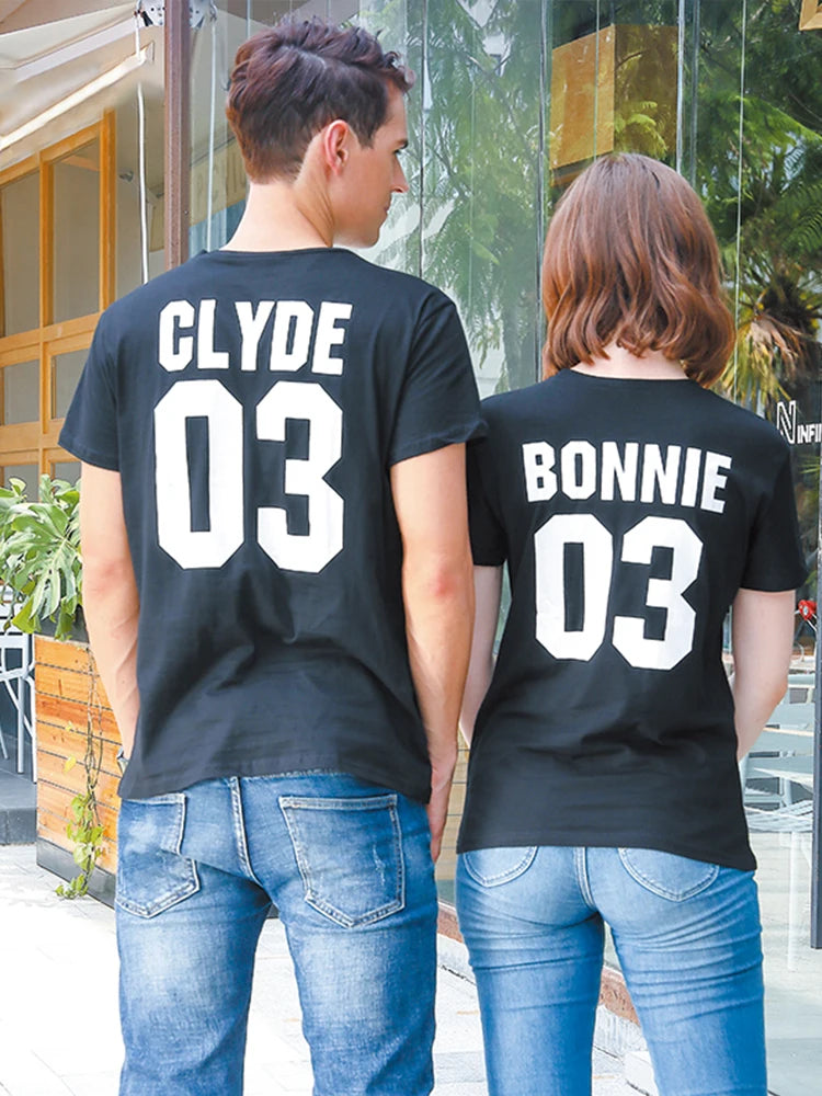 BONNIE CLYDE  Funny letters couple t shirts