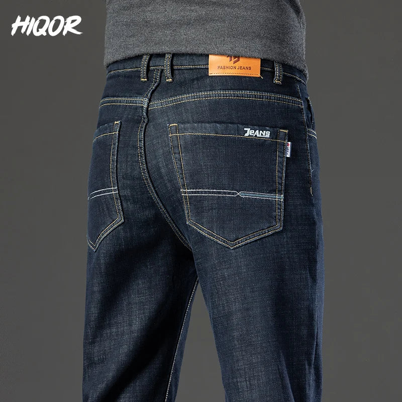 Stretch Straight Pants Man Lamb Fluff Baggy Jeans Business Casual Fleece Soft Denim Trousers