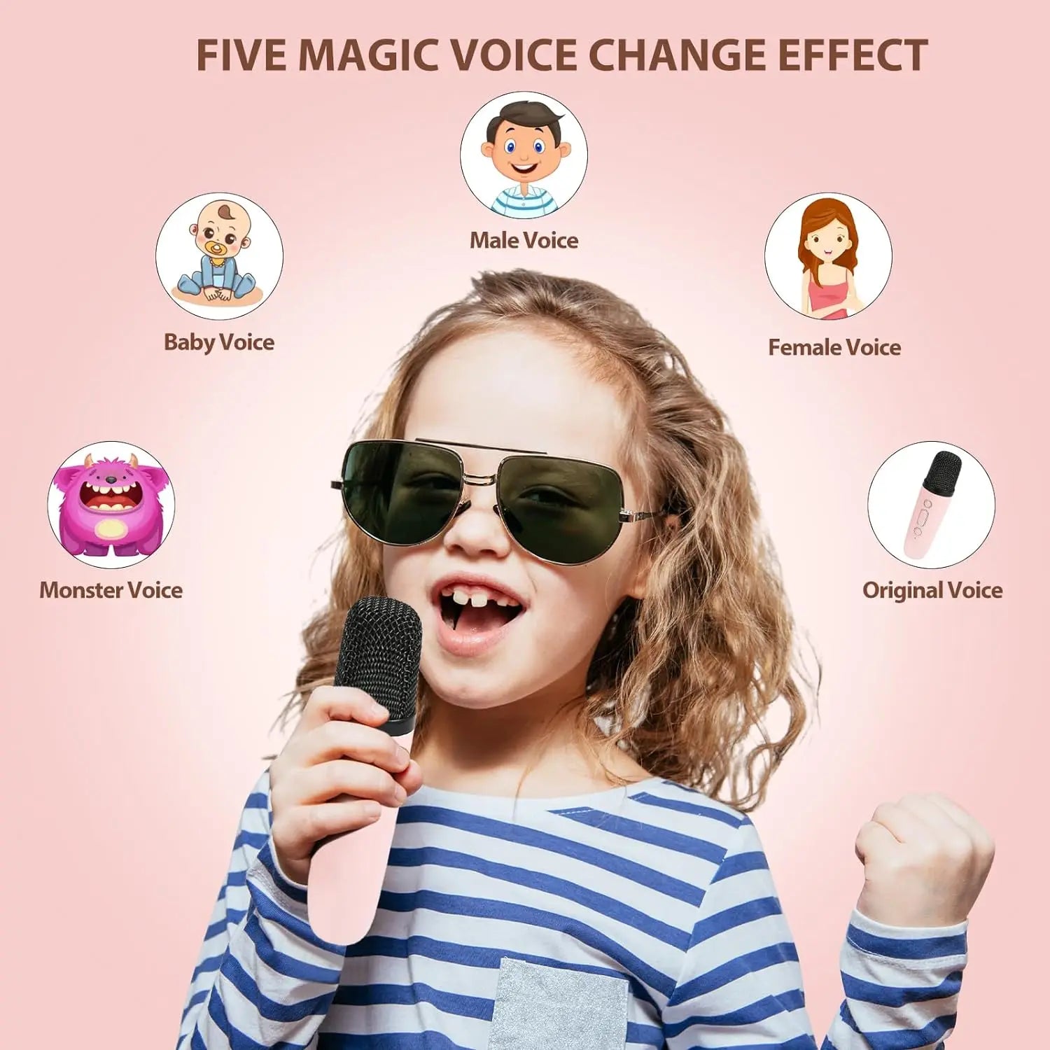 GAMINJA Mini Karaoke Machine With Wireless Microphone Suitable For Children And Adults