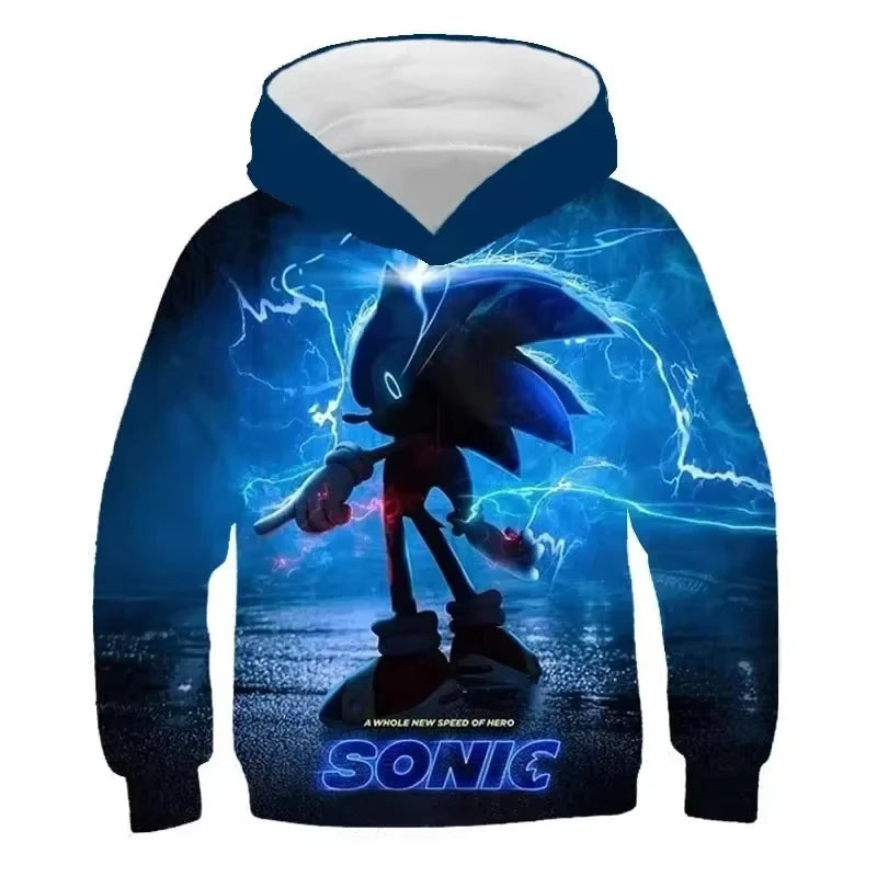 Children's Clothes Sonic 3D Hoodie for Kids Boys and Girls Cartoon Printing Sweatshirt Long Sleeve Spring Autumn Animation