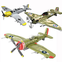 ww2 Army P47 Fighter Building Blocks Spitfire Military Soldier Pilot Figures Weapon Bricks Plane