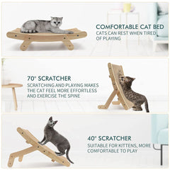 Cat Scratcher Cardboard With Solid Wooden Frame Kitten Scrapers Scratching Bed Reversible Pet Furniture