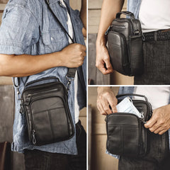 Genuine Leather Men Shoulder Bag for 7.9" Ipad Cowhide Business Messenger s Vintage Crossbody Male Handbag 