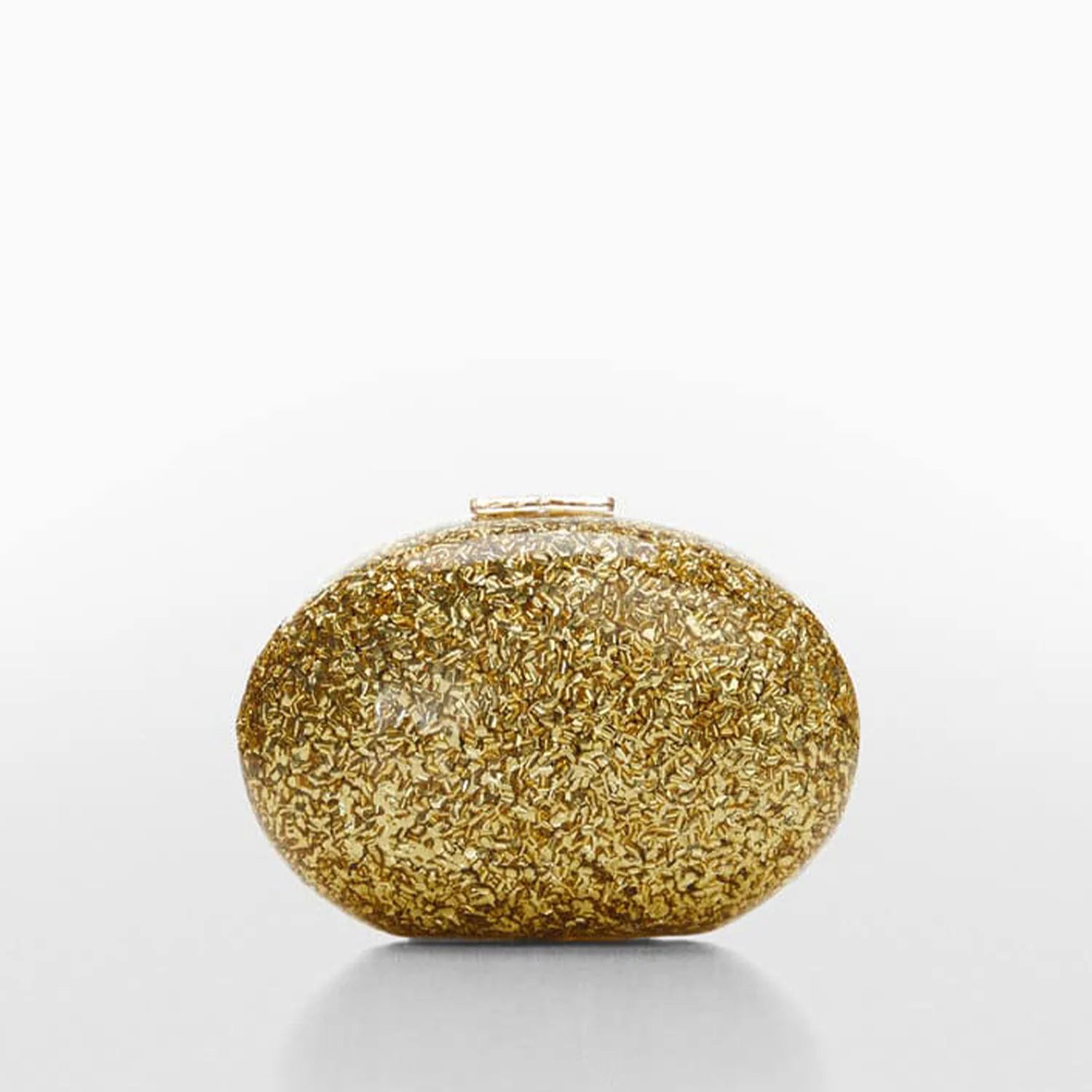 Oval Shell Women Leopard Big Gold Glitter White Acrylic Evening Bags Clutch