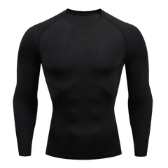 Men’s Workout Clothing Tight Fitting T-shirt Solid Color Long Sleeved Shirt High Elasticity Fitness Compression Jogging Gym Top