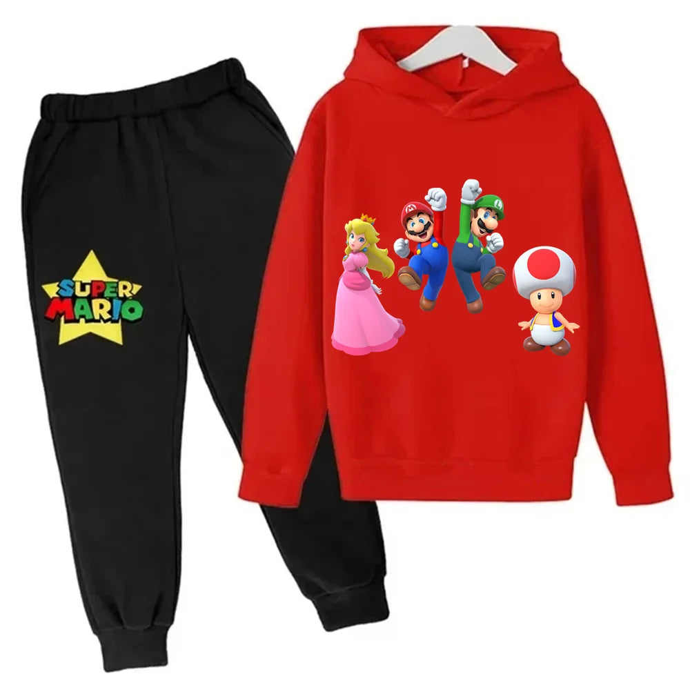 Kids Super Mario Bros Boy Girl Hoodie Suit Spring Autumn Kids Hooded Sportswear