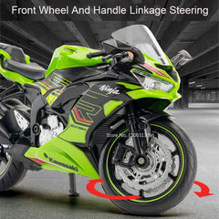 1/12 Kawasaki NIJIA ZX-6R Alloy Model Toys Rear Shock Absorpoon Motorcycle Front Wheel Left Right Steering Vehicle