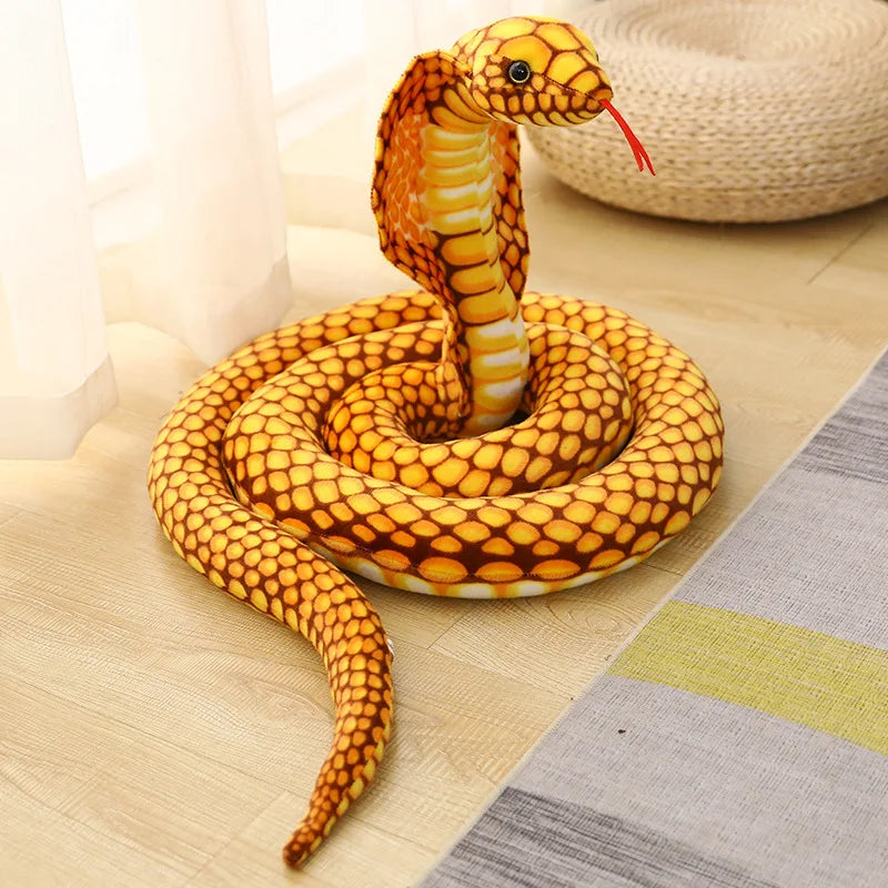 Snake Realistic Cobra Figure Lifelike Python Plush Toy Soft Stuffed Animal Decor Birthday Gifts for Children