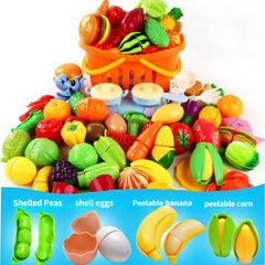 Cutting Fruits Vegetables Play Kids Kitchen DIY Cake Toy