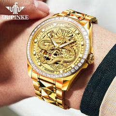 Genuine Original OUPINKE Golden Dragon Imported MIYOTA Movement Automatic Mechanical Watch